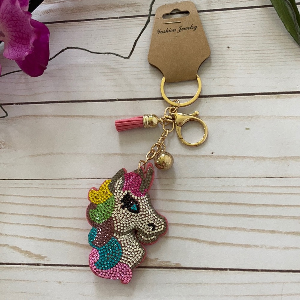 Rhinestone Unicorn Keychain - Picture 1 of 5